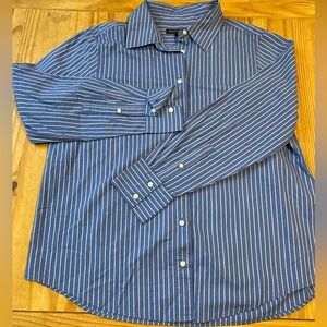 Blue and White Classic Striped Button Down